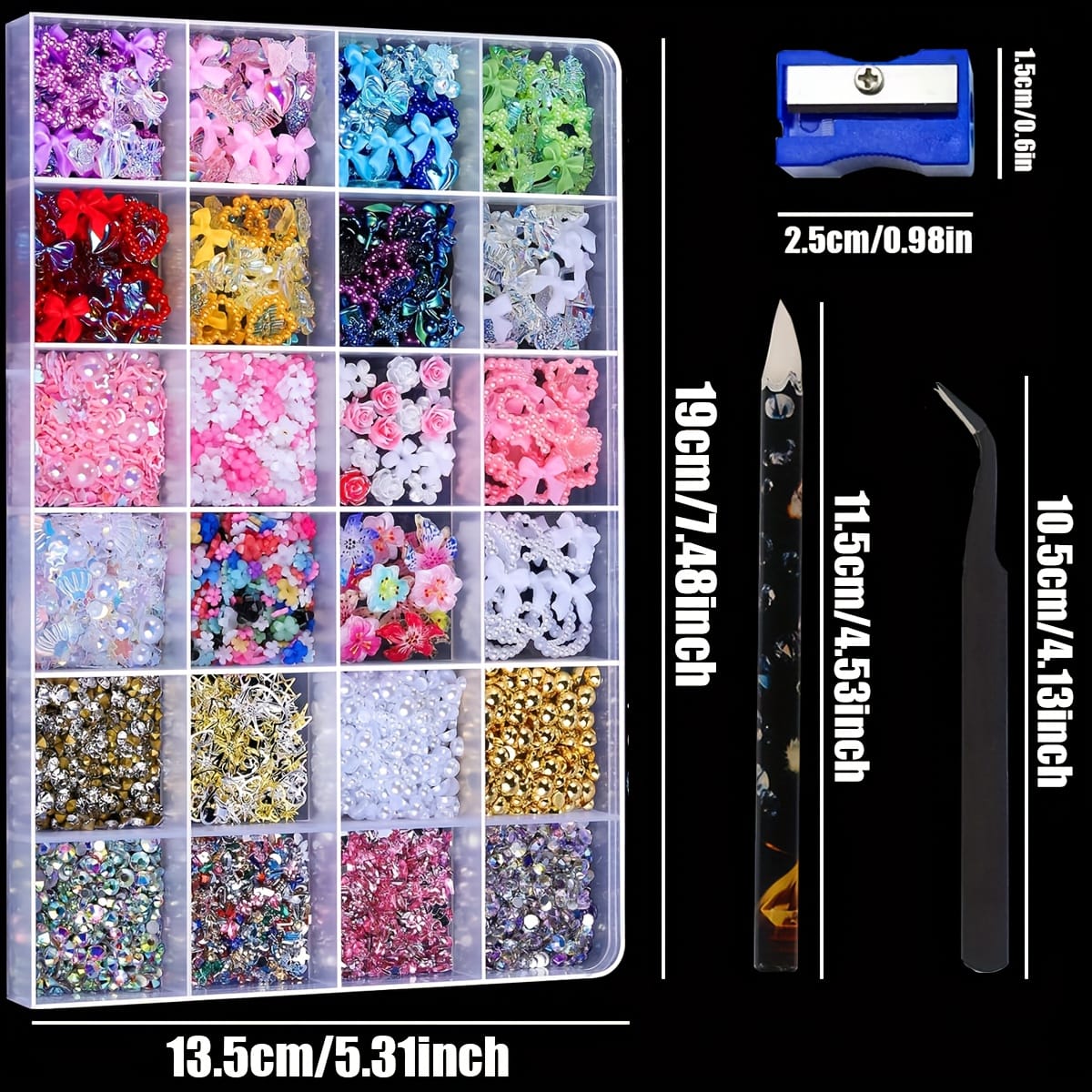 KissICON KissIcon Nail Charms Kit 24 Grid Gems -