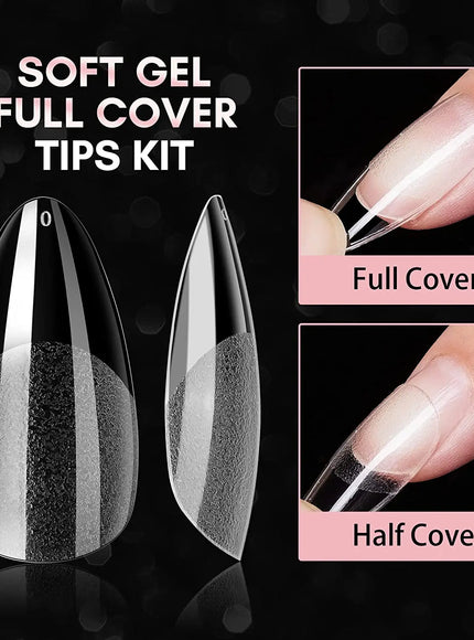 KissICON KissIcon Nail Tips 504Pcs Clear Coffin Stiletto Easy