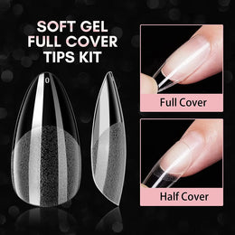 KissICON KissIcon Nail Tips 504Pcs Clear Coffin Stiletto Easy