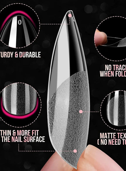 KissICON KissIcon Nail Tips 504Pcs Clear Coffin Stiletto Easy