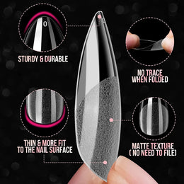 KissICON KissIcon Nail Tips 504Pcs Clear Coffin Stiletto Easy
