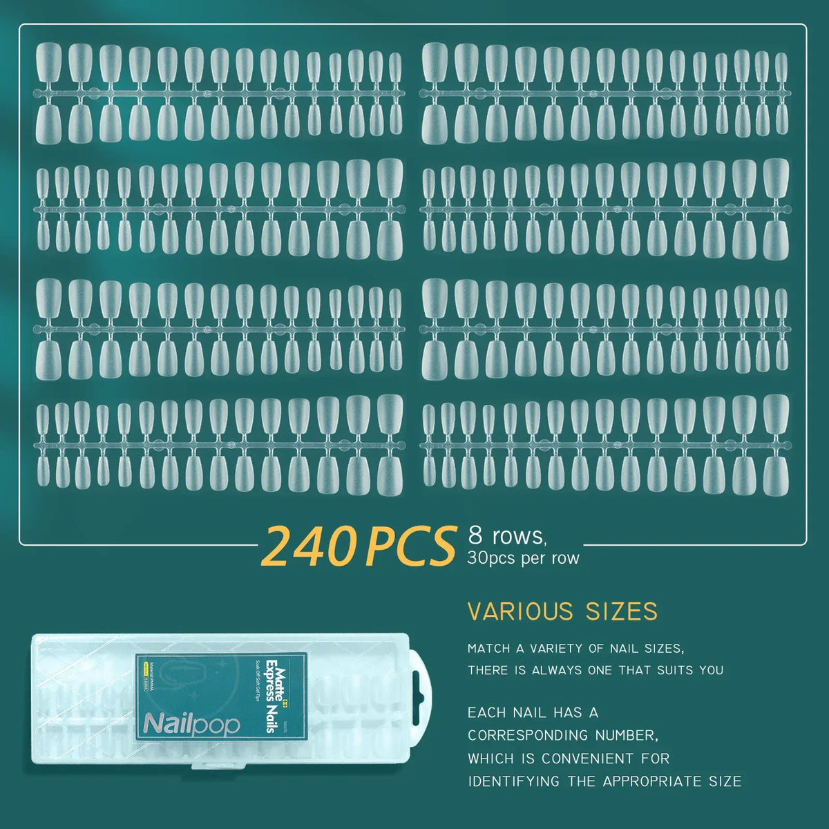 KissICON KissIcon Nailpop Matte Nails 240pcs Press On -
