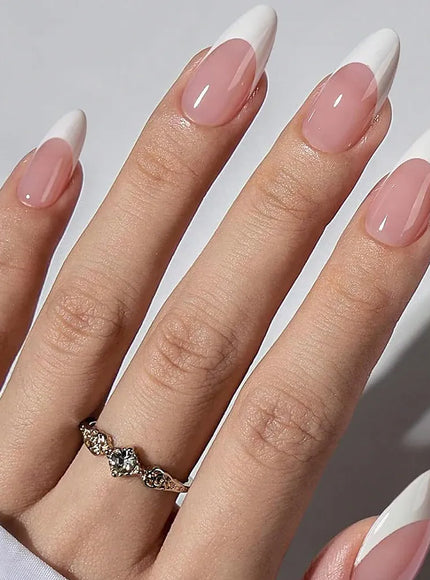 KissICON KissIcon Nude Pink Almond Nails White Tip -