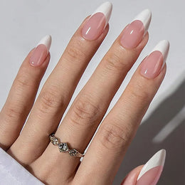 KissICON KissIcon Nude Pink Almond Nails White Tip -