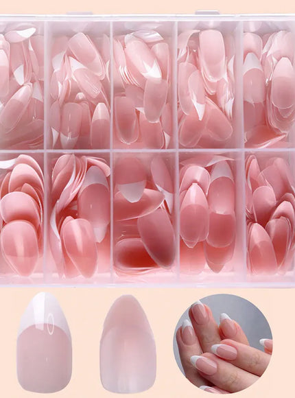 KissICON KissIcon Nude Pink Almond Nails White Tip -