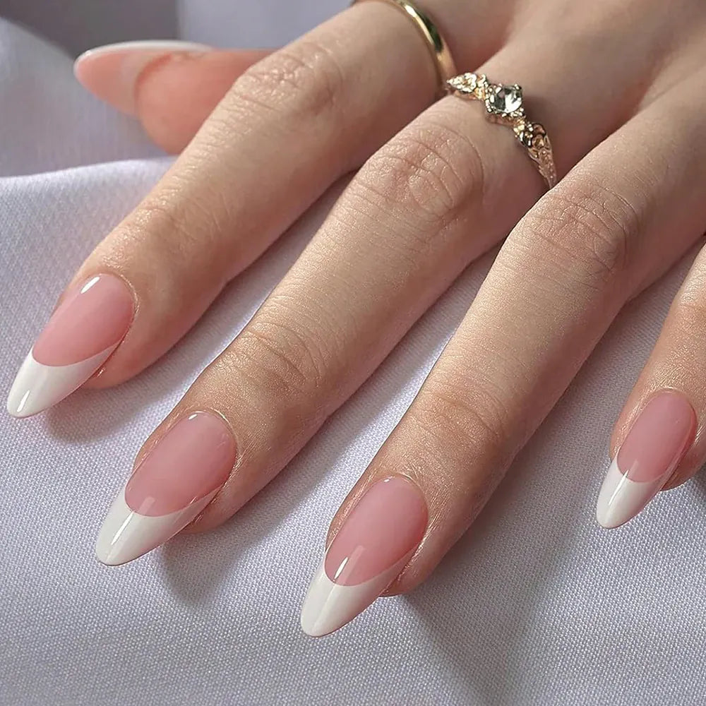 KissICON KissIcon Nude Pink Almond Nails White Tip -