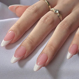 KissICON KissIcon Nude Pink Almond Nails White Tip -