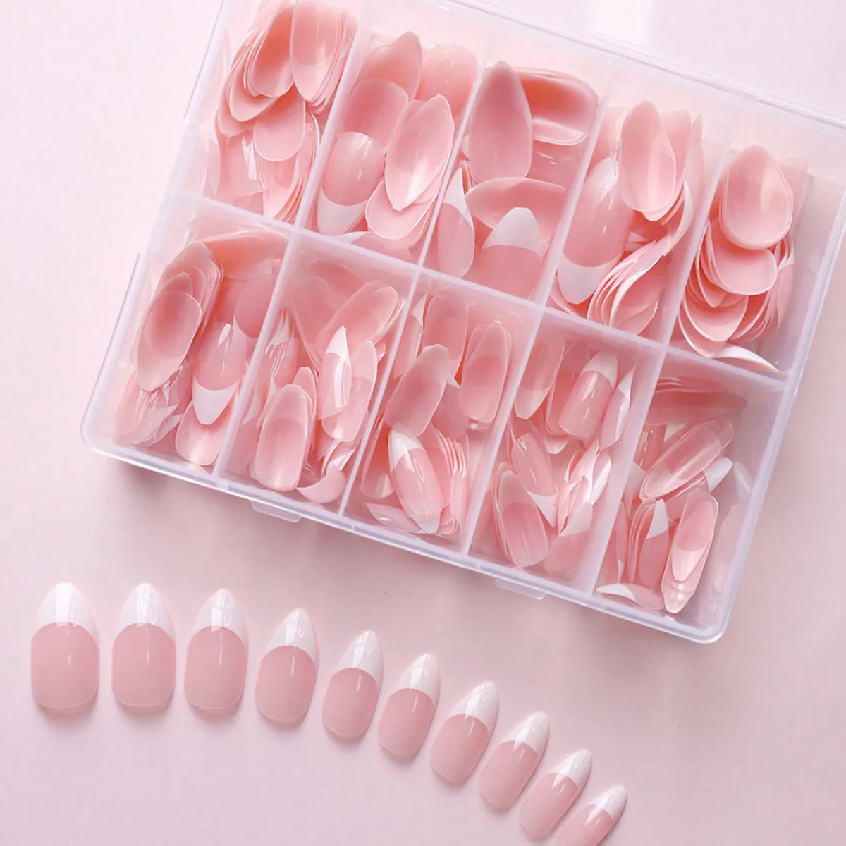 KissICON KissIcon Nude Pink Almond Nails White Tip -