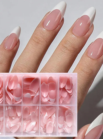 KissICON KissIcon Nude Pink Almond Nails White Tip -