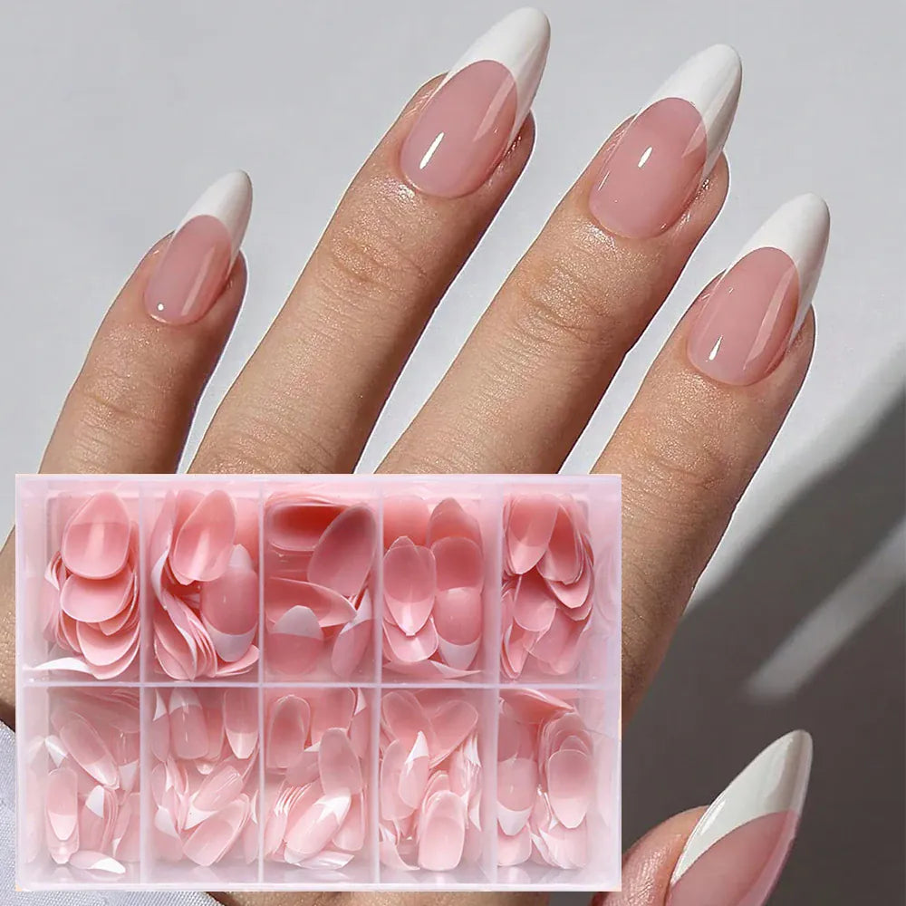 KissICON KissIcon Nude Pink Almond Nails White Tip -