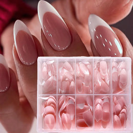 KissICON KissIcon Nude Pink Almond Nails White Tip -