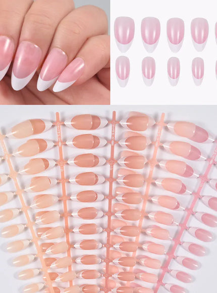 KissICON KissIcon Nude Pink Almond Nails White Tip -