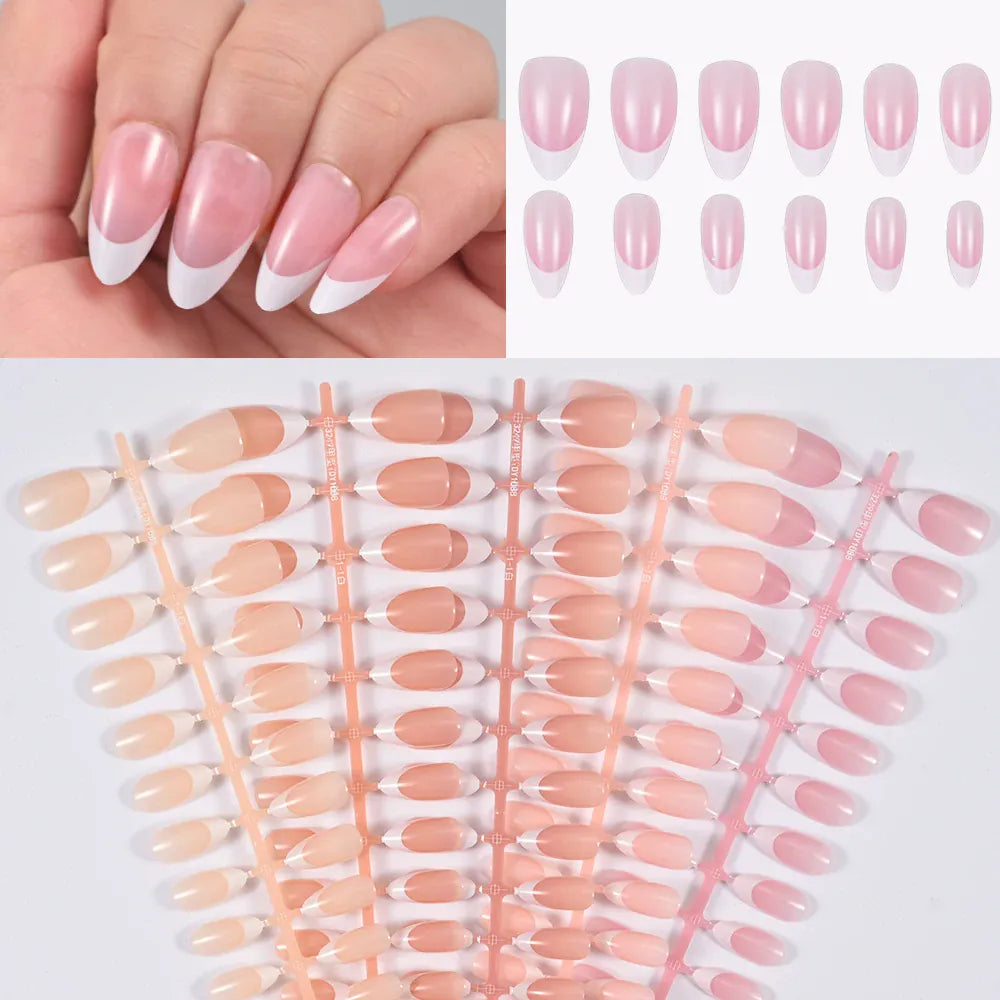 KissICON KissIcon Nude Pink Almond Nails White Tip -