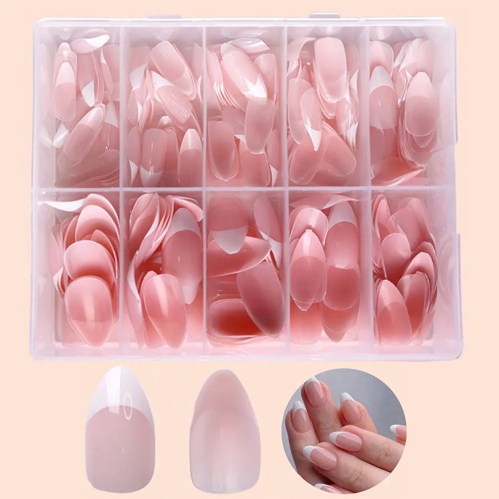 KissICON KissIcon Nude Pink Almond Nails White Tip -