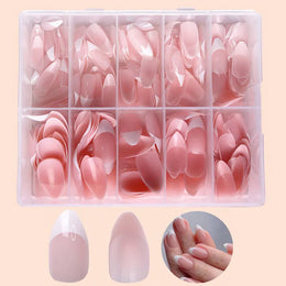 KissICON KissIcon Nude Pink Almond Nails White Tip -