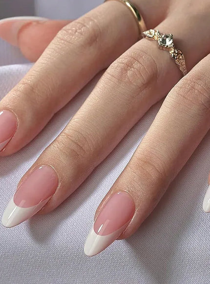 KissICON KissIcon Nude Pink Almond Nails White Tip -
