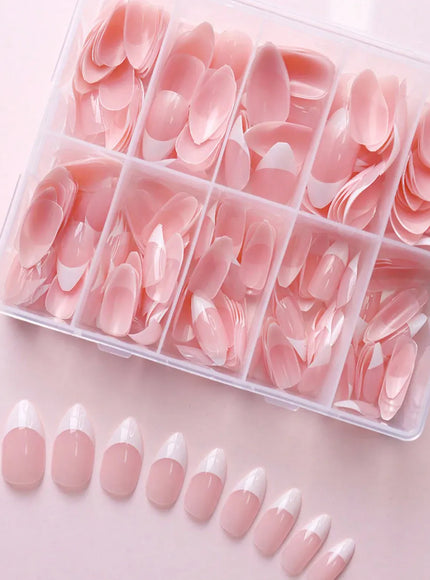 KissICON KissIcon Nude Pink Almond Nails White Tip -