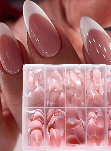 KissICON KissIcon Nude Pink Almond Nails White Tip -