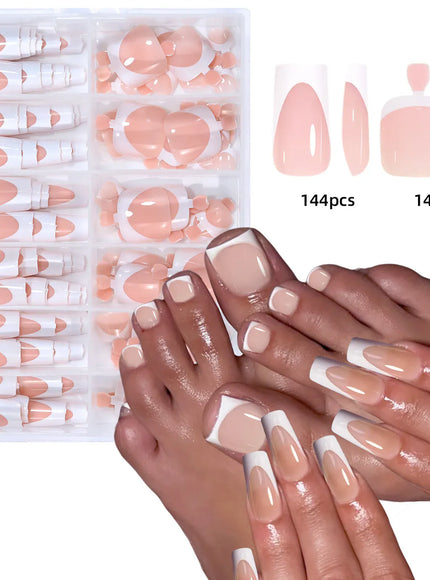 KissICON KissIcon Nude Pink Fake Nails Full Cover French
