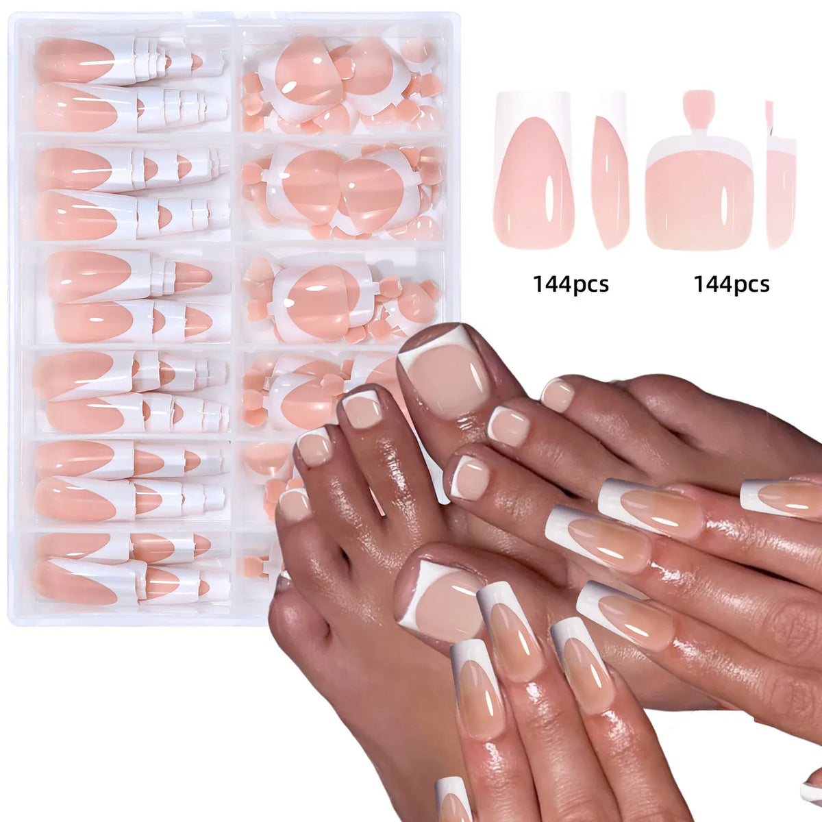 KissICON KissIcon Nude Pink Fake Nails Full Cover French