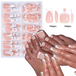 KissICON KissIcon Nude Pink Fake Nails Full Cover French