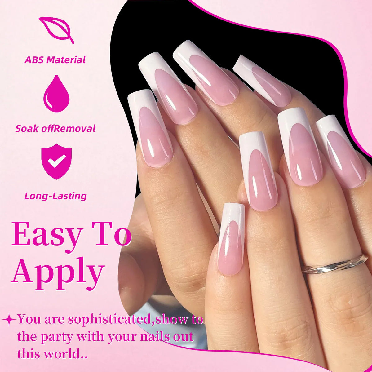 KissICON KissIcon Nude Pink Fake Nails Full Cover French