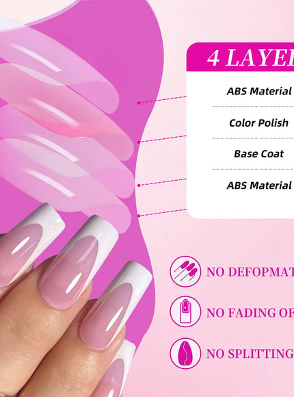 KissICON KissIcon Nude Pink Fake Nails Full Cover French