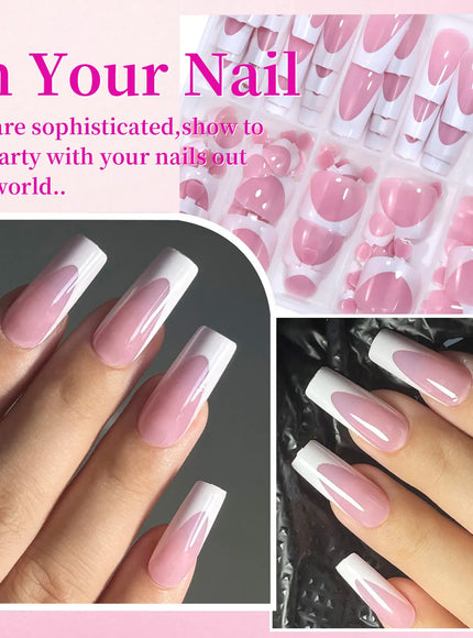 KissICON KissIcon Nude Pink Fake Nails Full Cover French