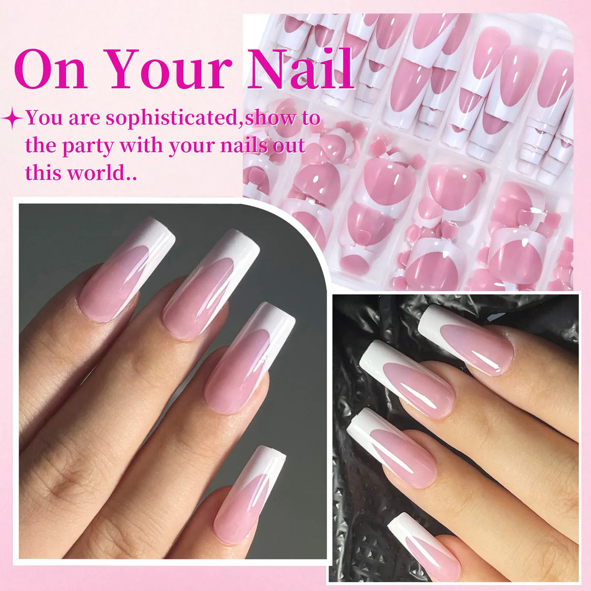 KissICON KissIcon Nude Pink Fake Nails Full Cover French