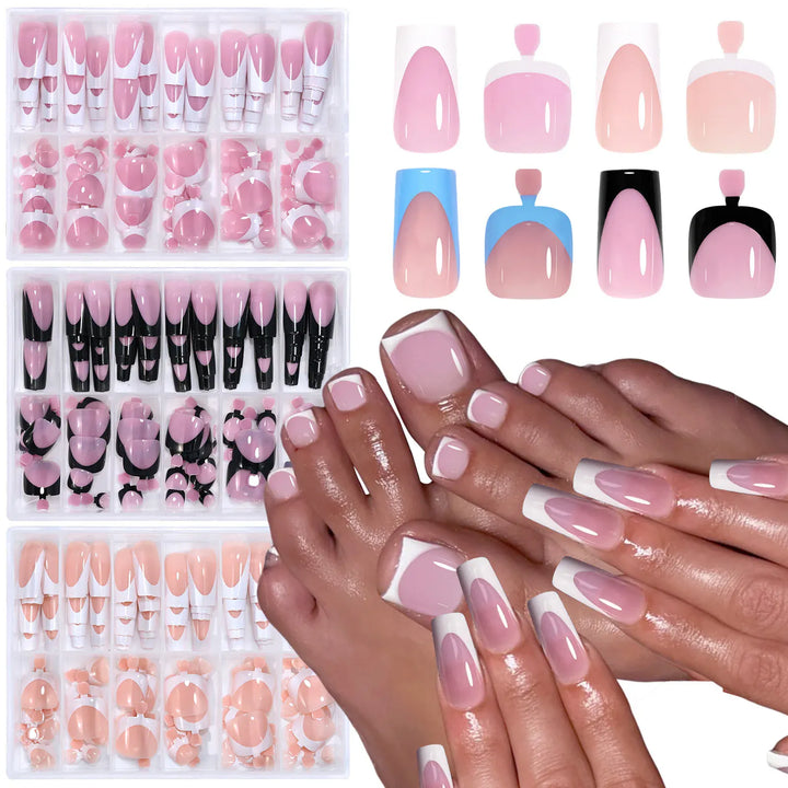 KissIcon Nude Pink Fake Nails Full Cover French