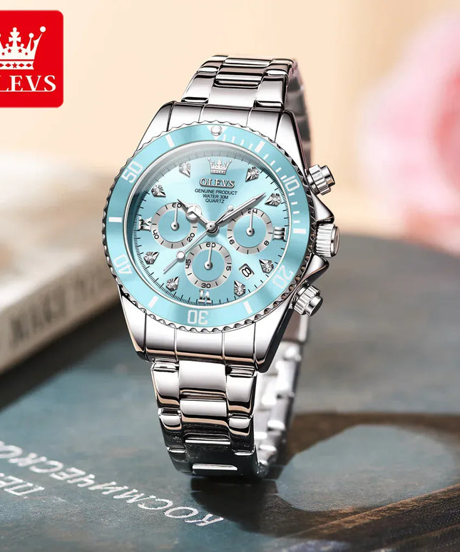 jkthpu-45 KissIcon Olevs Women Watch 5632 - Elegant Chronograph