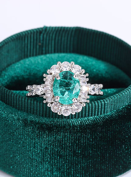 KissICON KissIcon Paraiba Green Diamond Ring - Double Crystal Design