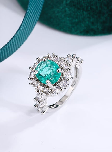 KissICON KissIcon Paraiba Green Diamond Ring - Double Crystal Design