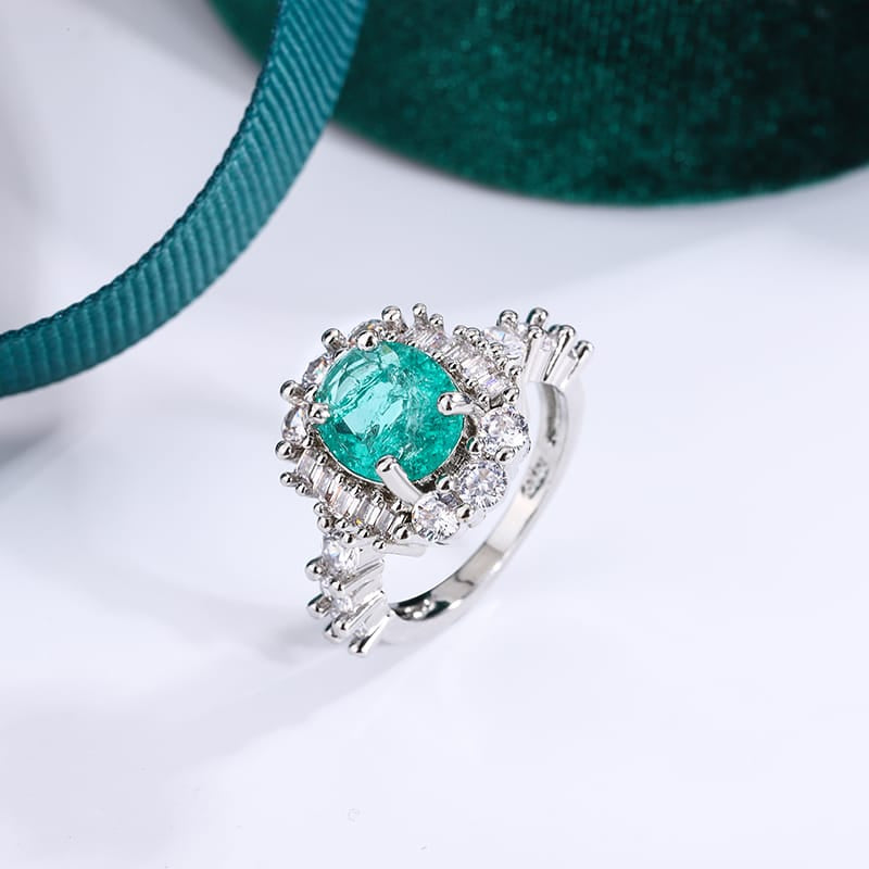 KissICON KissIcon Paraiba Green Diamond Ring - Double Crystal Design