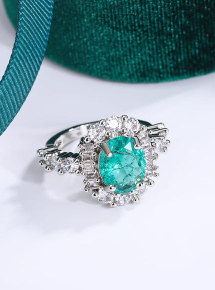 KissICON KissIcon Paraiba Green Diamond Ring - Double Crystal Design