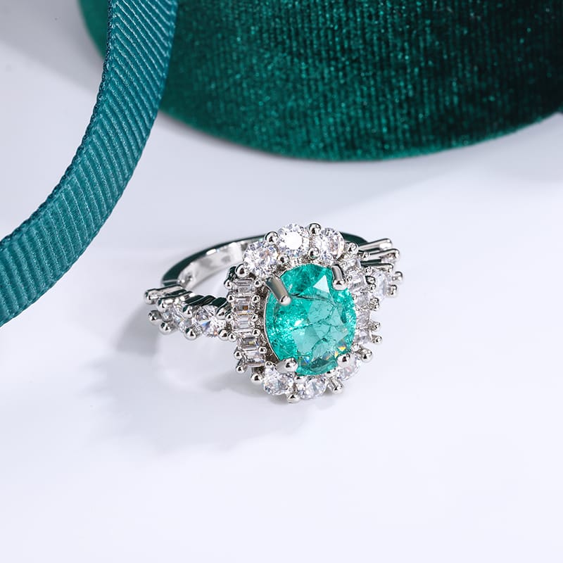 KissICON KissIcon Paraiba Green Diamond Ring - Double Crystal Design