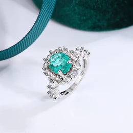 KissICON KissIcon Paraiba Green Diamond Ring - Double Crystal Design