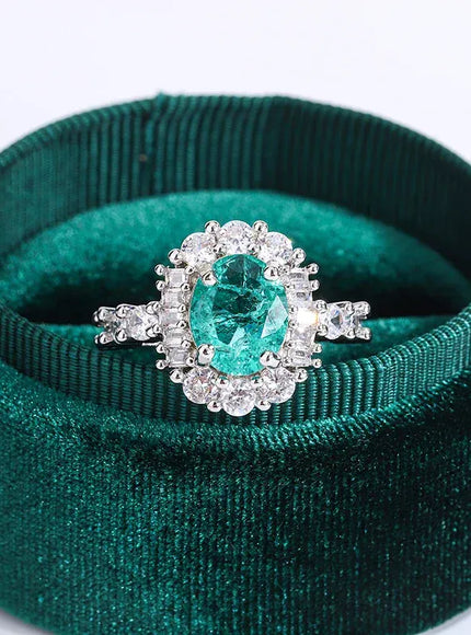 KissICON KissIcon Paraiba Green Diamond Ring - Double Crystal Design