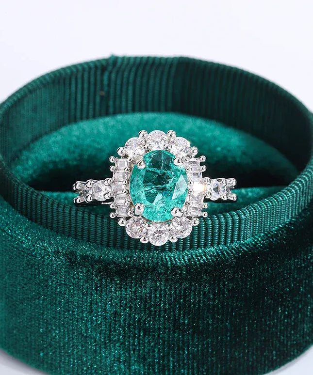 KissICON KissIcon Paraiba Green Diamond Ring - Double Crystal Design