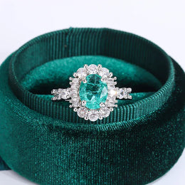 KissICON KissIcon Paraiba Green Diamond Ring - Double Crystal Design