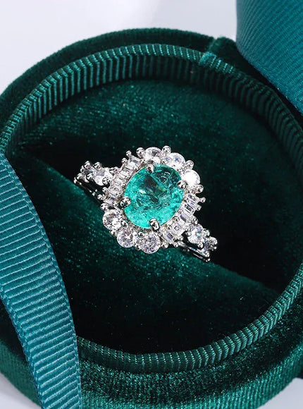 KissICON KissIcon Paraiba Green Diamond Ring - Double Crystal Design