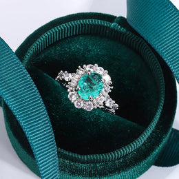 KissICON KissIcon Paraiba Green Diamond Ring - Double Crystal Design