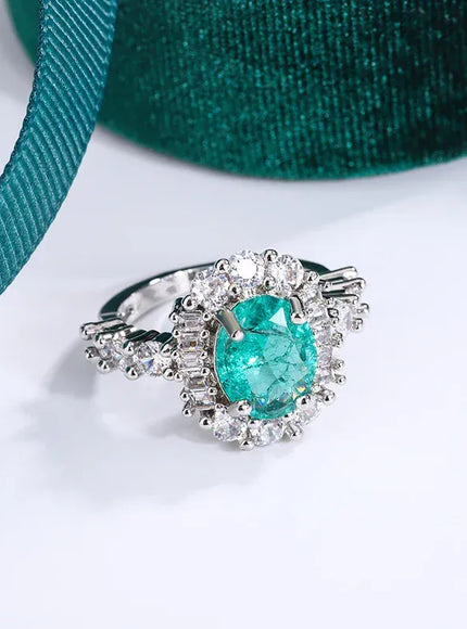 KissICON KissIcon Paraiba Green Diamond Ring - Double Crystal Design