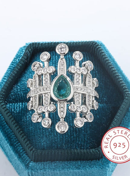 KissICON KissIcon Paraiba Zircon Ring 925 Silver - Party Jewelry