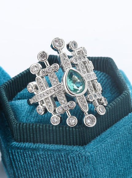 KissICON KissIcon Paraiba Zircon Ring 925 Silver - Party Jewelry