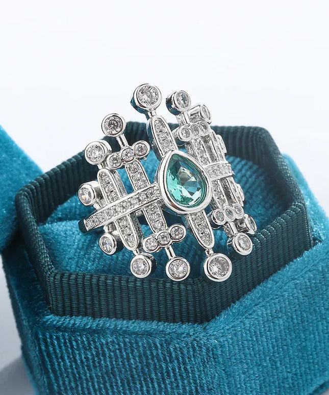 KissICON KissIcon Paraiba Zircon Ring 925 Silver - Party Jewelry