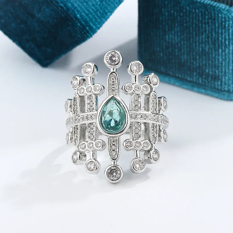 KissICON KissIcon Paraiba Zircon Ring 925 Silver - Party Jewelry