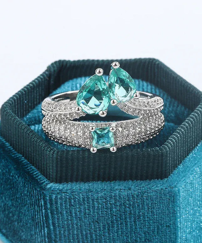 KissICON KissIcon Paraiba Zircon Ring Women - Double Layer Silver