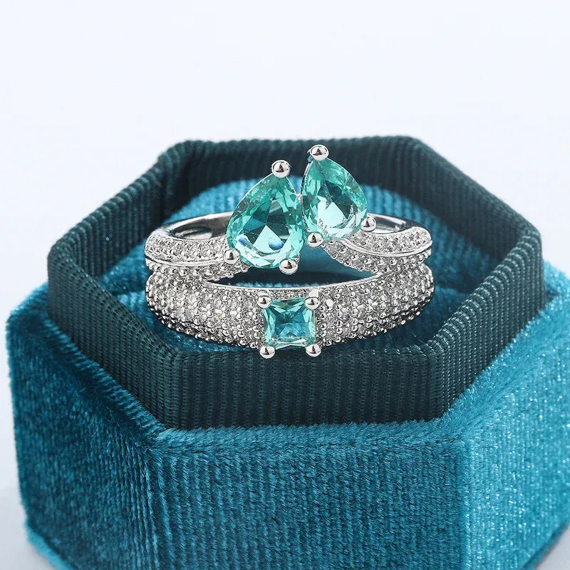 KissICON KissIcon Paraiba Zircon Ring Women - Double Layer Silver