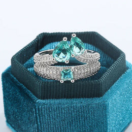 KissICON KissIcon Paraiba Zircon Ring Women - Double Layer Silver